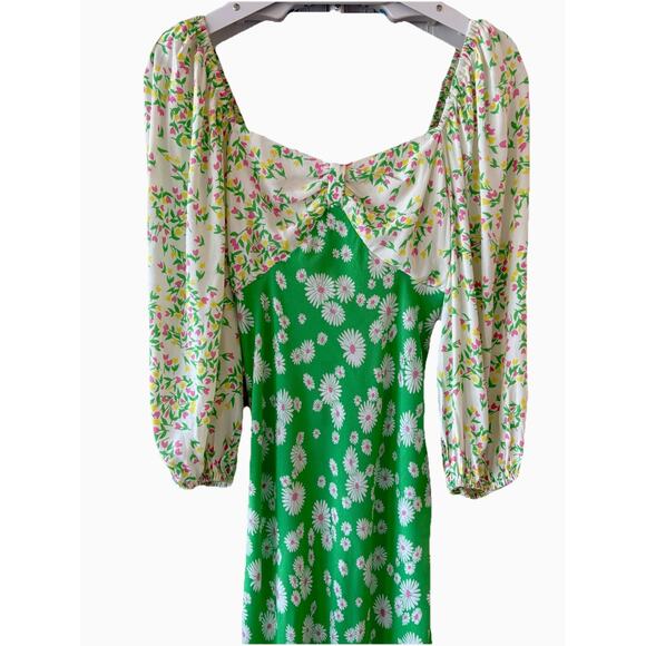 Rixo x Target Dress Women Sz 4 Daisy Smocked Milk Maid Floral Boho NWT Y2K - Picture 4 of 12